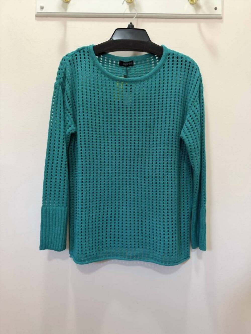 NEW APNY women's open weave sweater in turquoise